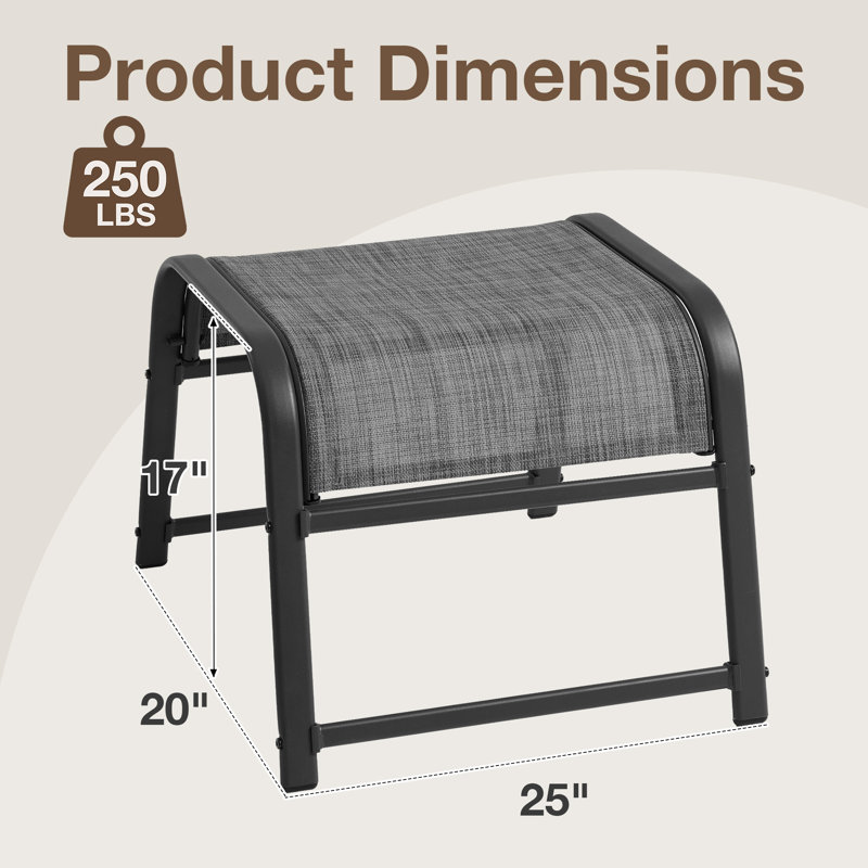 Metal Outdoor Ottoman(Set Of 2), Gray