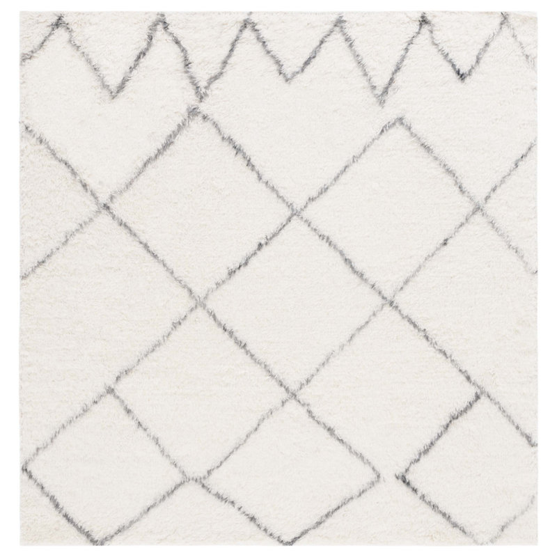 Anaily Hand Woven Performance Geometric Rug, Square 6'