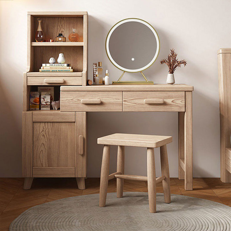 Coiffeuse avec miroir lumineux, 3 tiroirs, 1 chaise