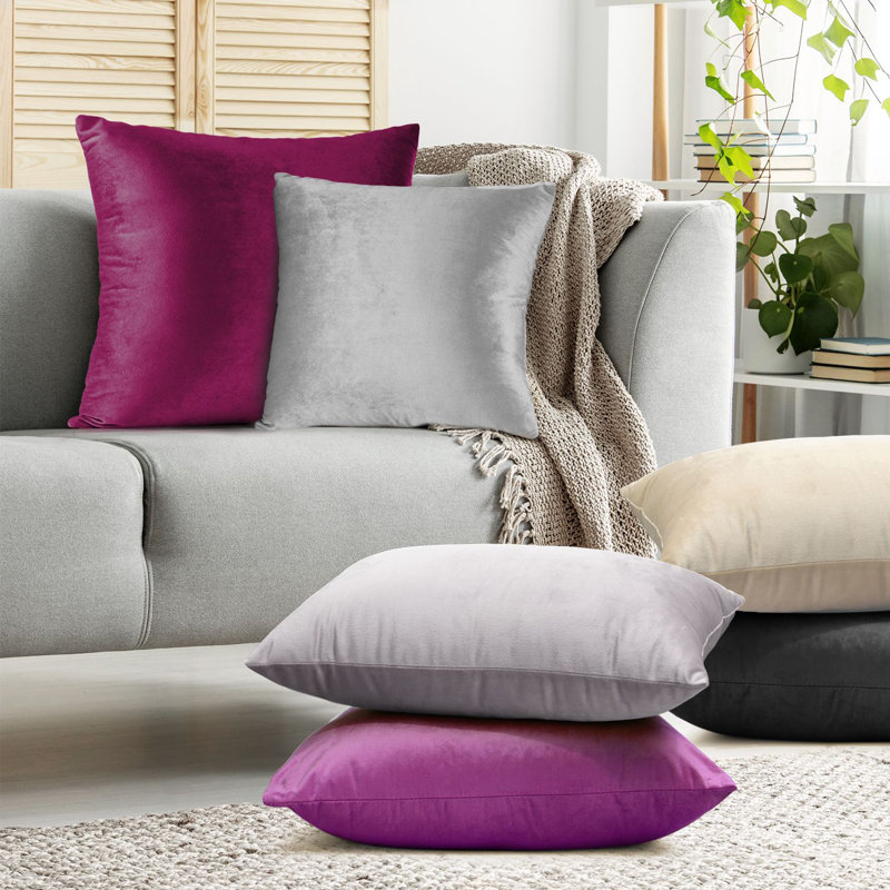 Nestl Velvet Decorative Throw Pillow Cover 2-Pack, Orchid Purple, 22"H x 22"W