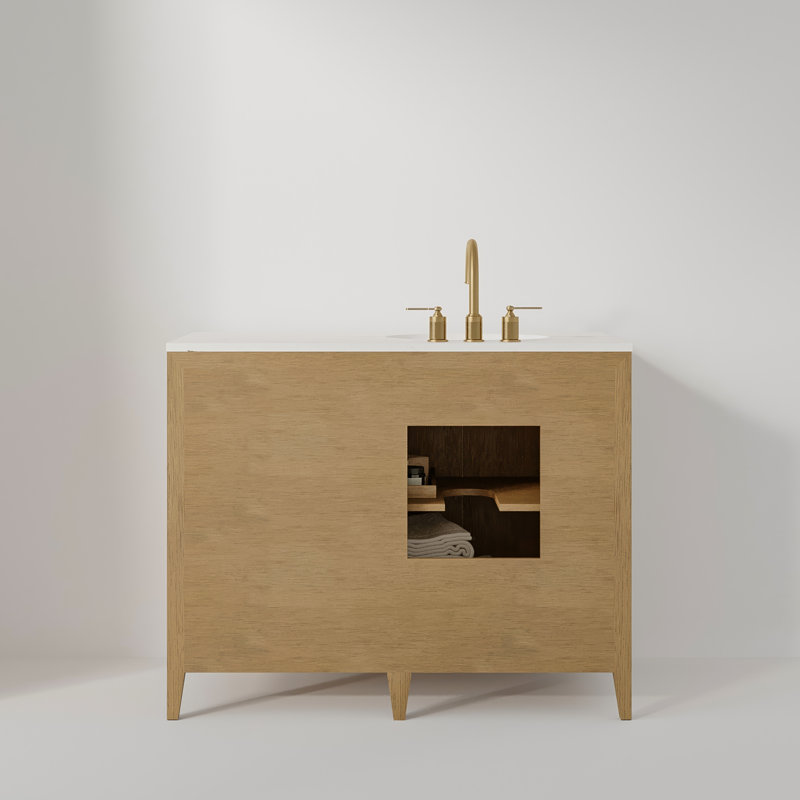 Alsup 42'' W Single Vanity, Wire Brushed Oak
