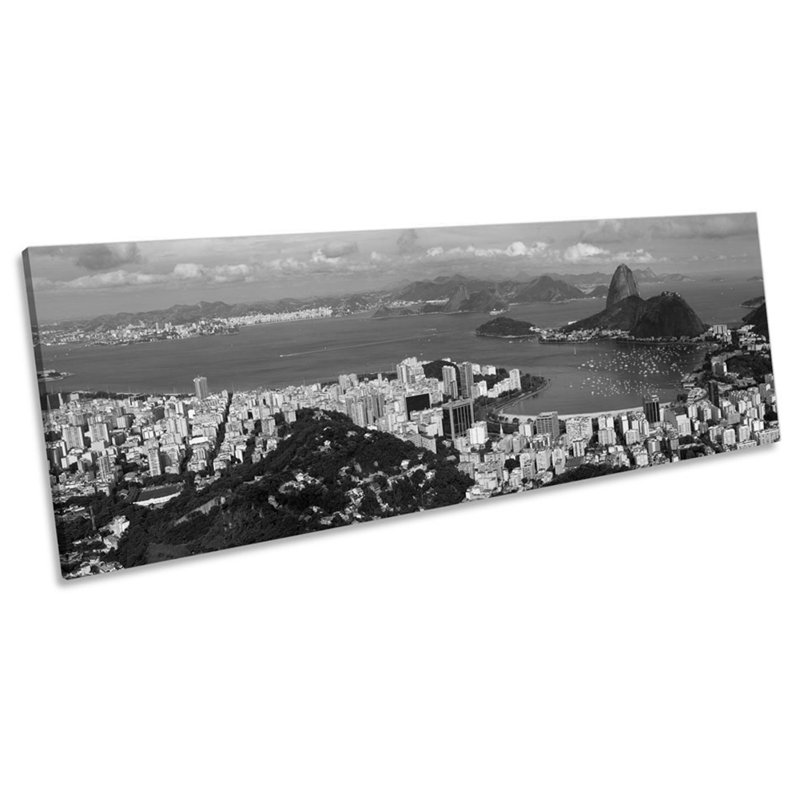 Rio De Janerio B&W - Wrapped Canvas Panoramic Art Prints, 60.96cm H x 182.88cm W