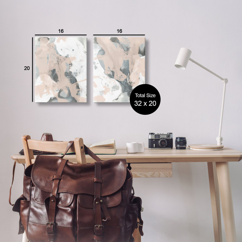 "Beige Splash", ensemble de 2 toiles murales par June Erica Vess, H 20 po x l 16 po
