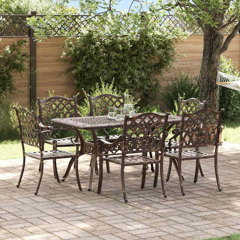 6 - Person Patio Dining Set with Rectangular Table, Bronze