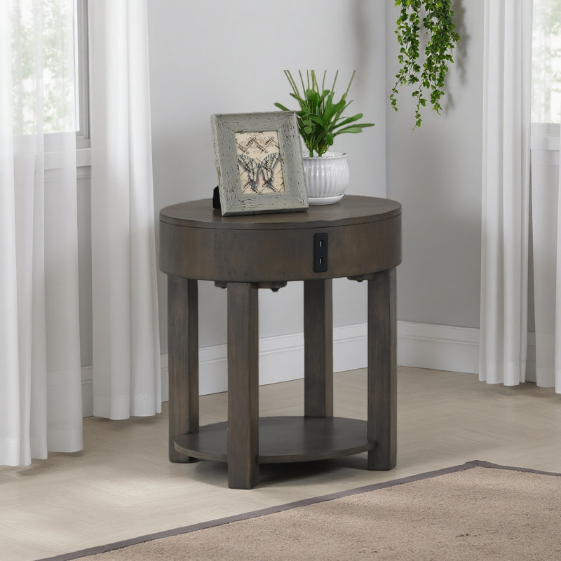20"W MDF End Table With USB Ports