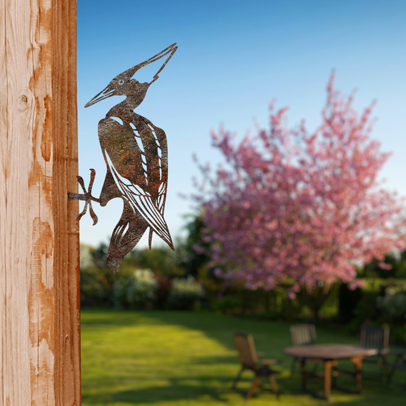 Hand-Painted Decorative Garden Object, 8.7 x 15.7 inches | 100% Metal, Thickness: 0.06 inches | Unique Brown Color Design, No Assembly Required | Perfect for Enhancing Outdoor Spaces with Style
