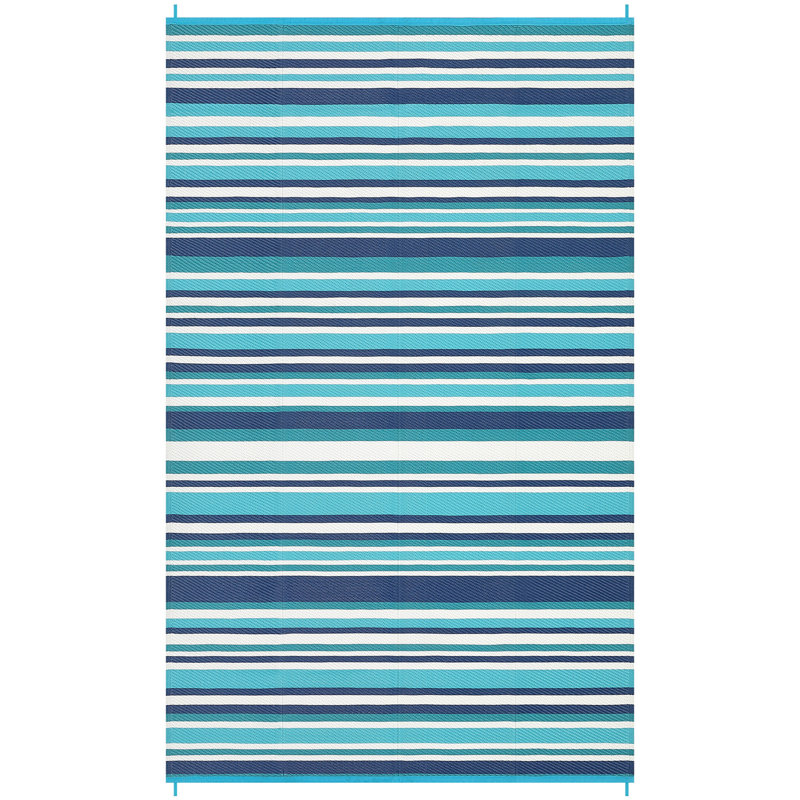 Reversible Outdoor Rug Modern Geometric Striped Patio Carpet – Waterproof, Washable, Portable  for Patio, Deck, Balcony, Camping, RV