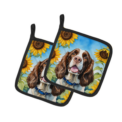 Caroline's Treasures In Sunflowers Floral Polyester Potholder Set