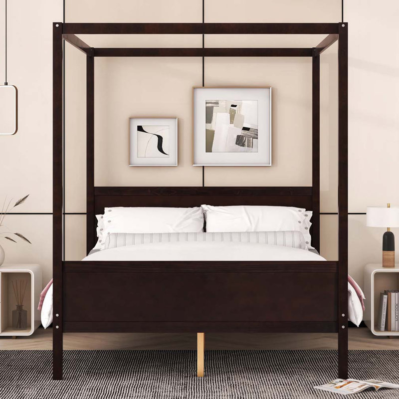 Wood Canopy Platform Bed, Espresso