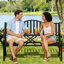 Banc d'extérieur, banc de jardin, banc de parc extérieur en métal avec une petite table, pour porche, pelouse, jardin, cour-283184921