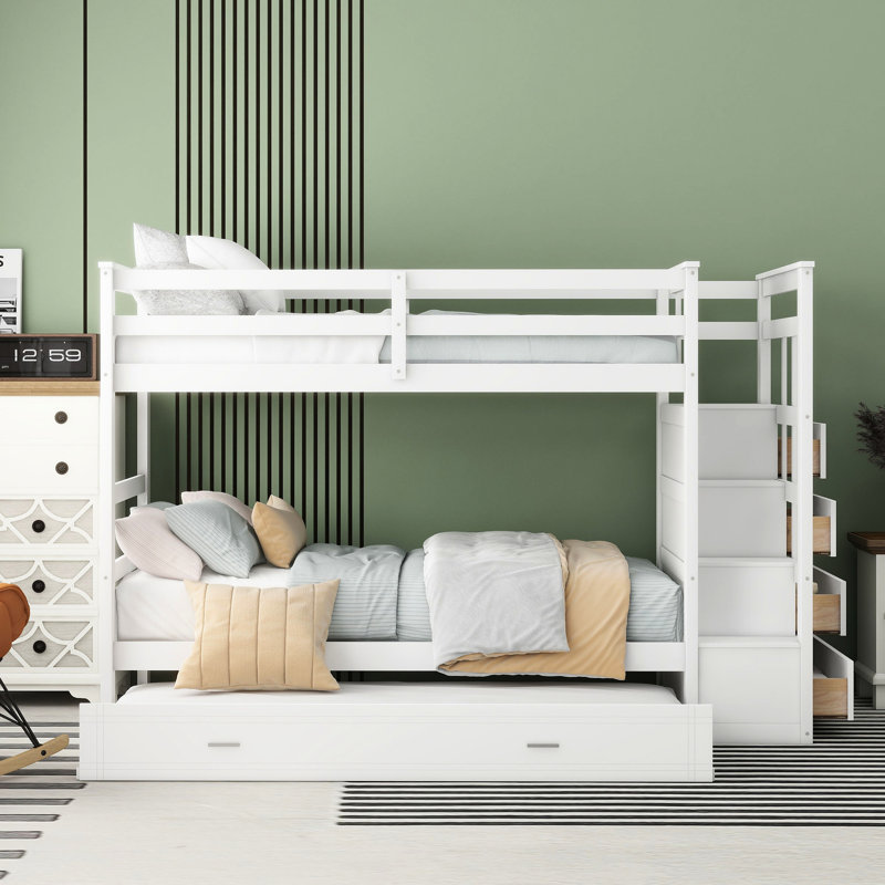 Lit superposé Twintwin avec lit gigogne et pin - pièce de chambre fonctionnelle fabriquée à partir de matériaux de qualité