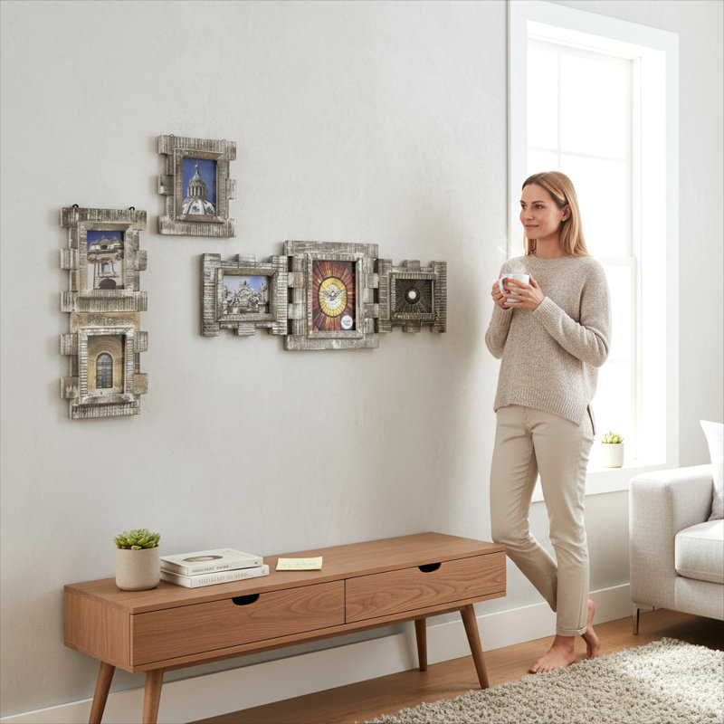 3-Component Cross Wall Frame/Whitewashed, Whitewashed