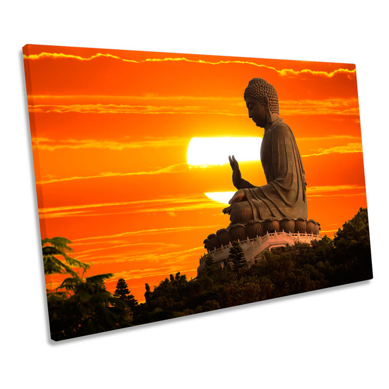 Buddha Statue Sunset - Wrapped Canvas Art Prints, 30.5cm H x 45.7cm W x 2cm D