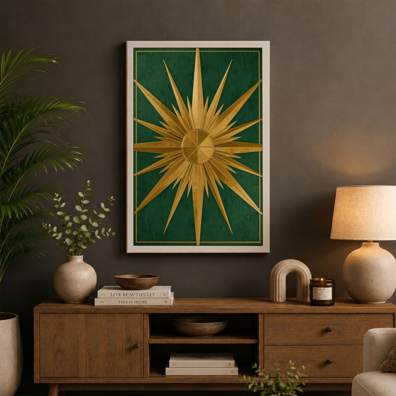 Radiant Geometry Geometric - Wrapped Canvas, 36x24 - 91.4 x 61.0 cm, Terracotta Border