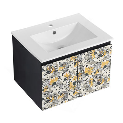 24'' Floating Wall-Mounted Bathroom Vanity With Ceramics Sink & Soft-Close Cabinet Door,