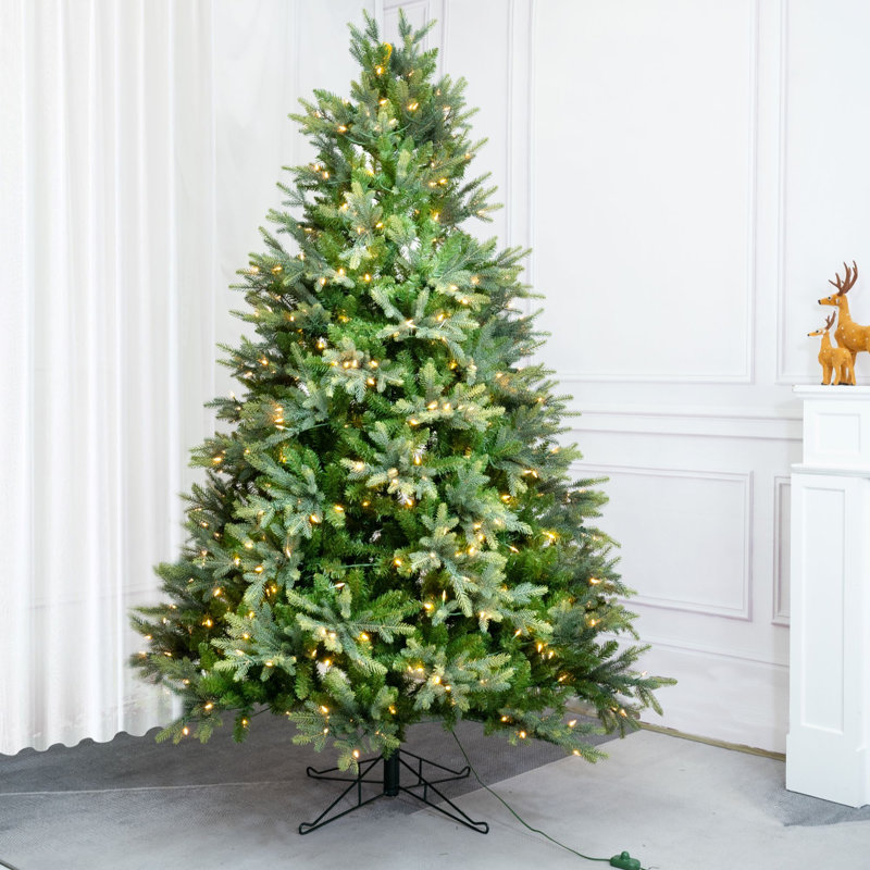 Pre-Lit Artificial Christmas Tree Hinged, 8FT/240cm
