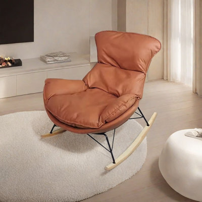Chaise berçante décontractée de luxe tout en brun clair
