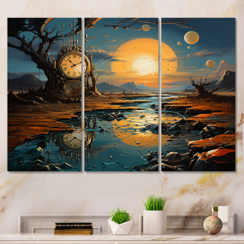 «The Persistance Of Dali», art mural surréalisme, Toile tendue, H 32 po x l 48 po