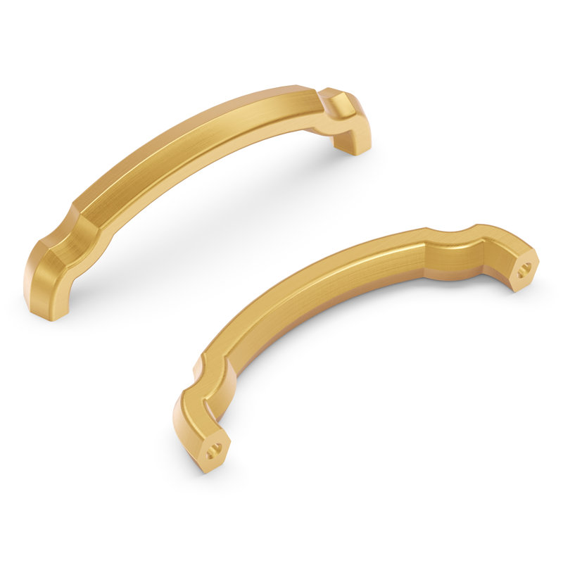 Poignées d'armoire de cuisine Veranda, poignées de tiroir à noyau solide pour portes d'armoire, Laiton doré brossé, 3 3/4"