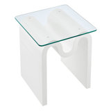 Ondine Glass Top Side Table In Spiced Apple