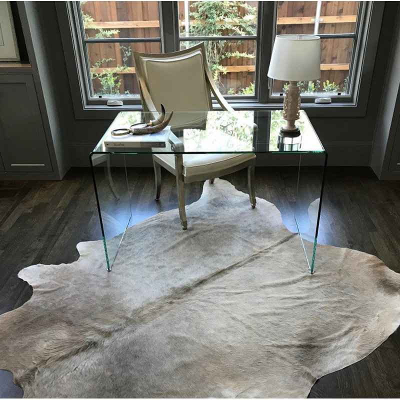 Natural Handmade Gray Cowhide Area Rug