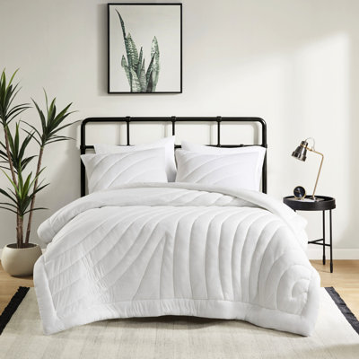 3 pièces d'édredon double / grand - blanc, rembourrage de 350 g / m², lavable à la machine et confortable, design moderne, rembourrage
