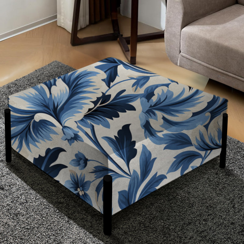 Grand repose-pieds nordique à motif de pivoines damassées Nordic I