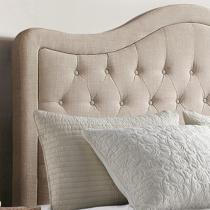 Lit tête de lit ajustable Winston Porter, Beige, Lit double