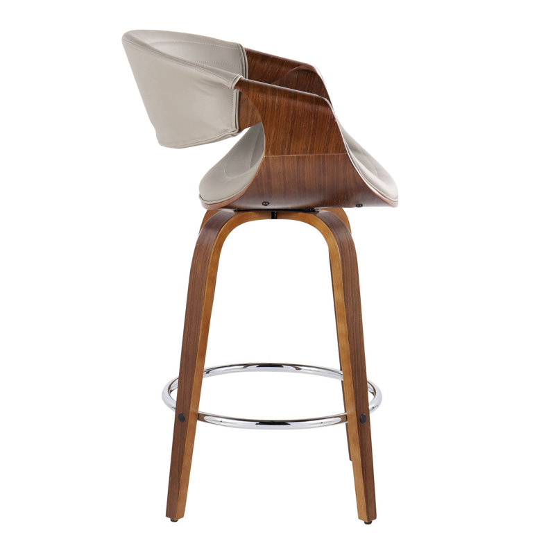 Arabelle Swivel Counter & Bar Stool, Counter Stool (26" Seat Height), Walnut/Chrome, Gray