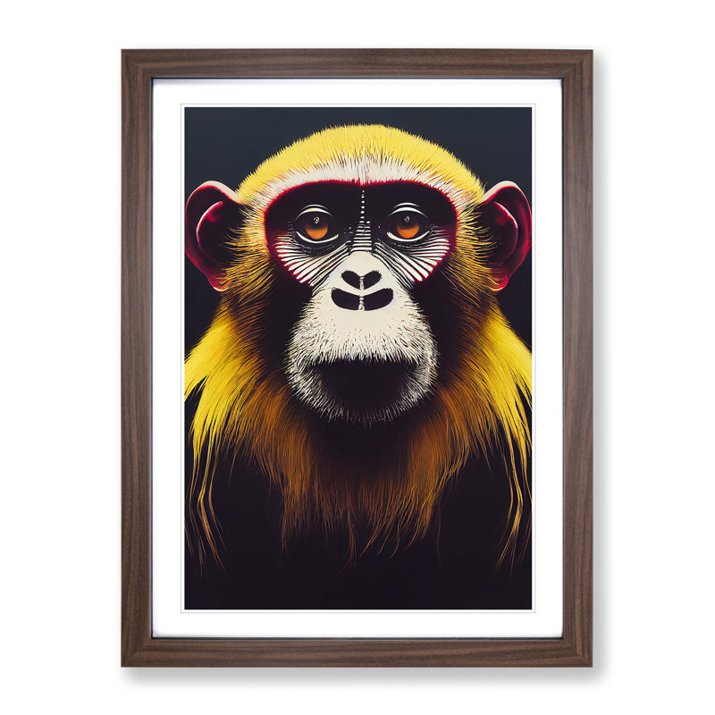 Magnificent Monkey - Framed Print, 34cm H x 25cm W x 2cm D, Walnut