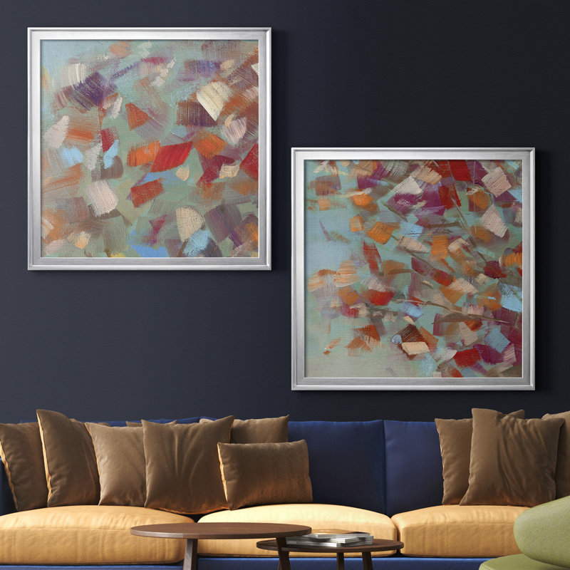 Confetti Party I - ensemble de 2 reproductions d'art, H 22,5 po x l 45 po x P 1,5 po, Toile avec cadre argenté, Pas de tapis