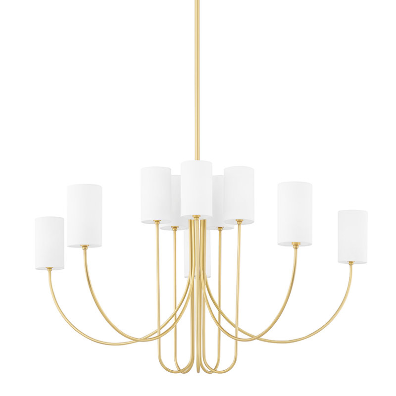 Lustre classique à 10 lumières Elzira Finchley, Nickel poli