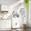 Armoire murale de salle de bain avec porte double, tablette inférieure, portes à motif ondulé, tablette intérieure réglable, installation facile, bois blanc et naturel