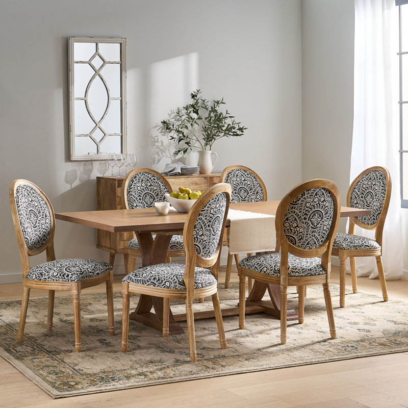 Holli 6 - Person Extendable Trestle Dining Set, Black/White