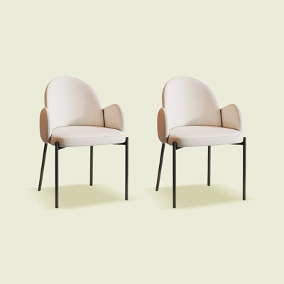 35.04"" White Solid Back Upholstered Arm Chair(Set of 2) -  Corrigan StudioÂ®, B2864DC8D9224934AED27E0314F9C18D