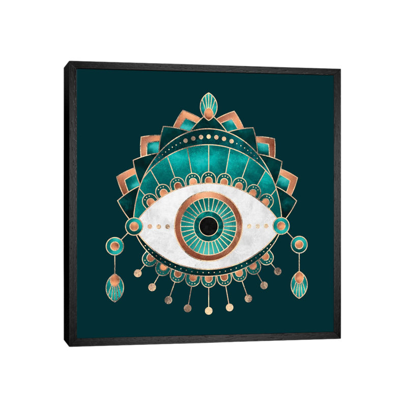Teal Eye - Print on Canvas, 45.72 cm H x 45.72 cm W, Black Floater Framed