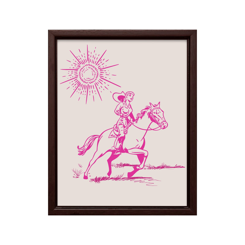 Cowgirl No2, Canvas, 16"H x 20"W, Brown Framed