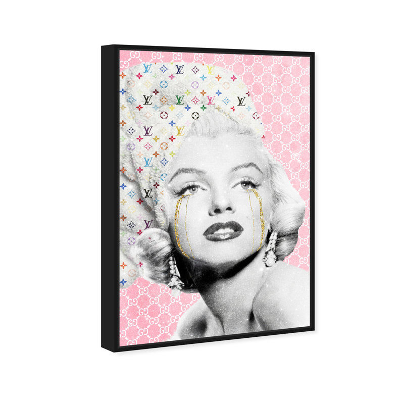 Art mural emblématique sur toile rose glamour étoile pour chambre à coucher, H 45 po x l 30 po, Toile avec cadre noir