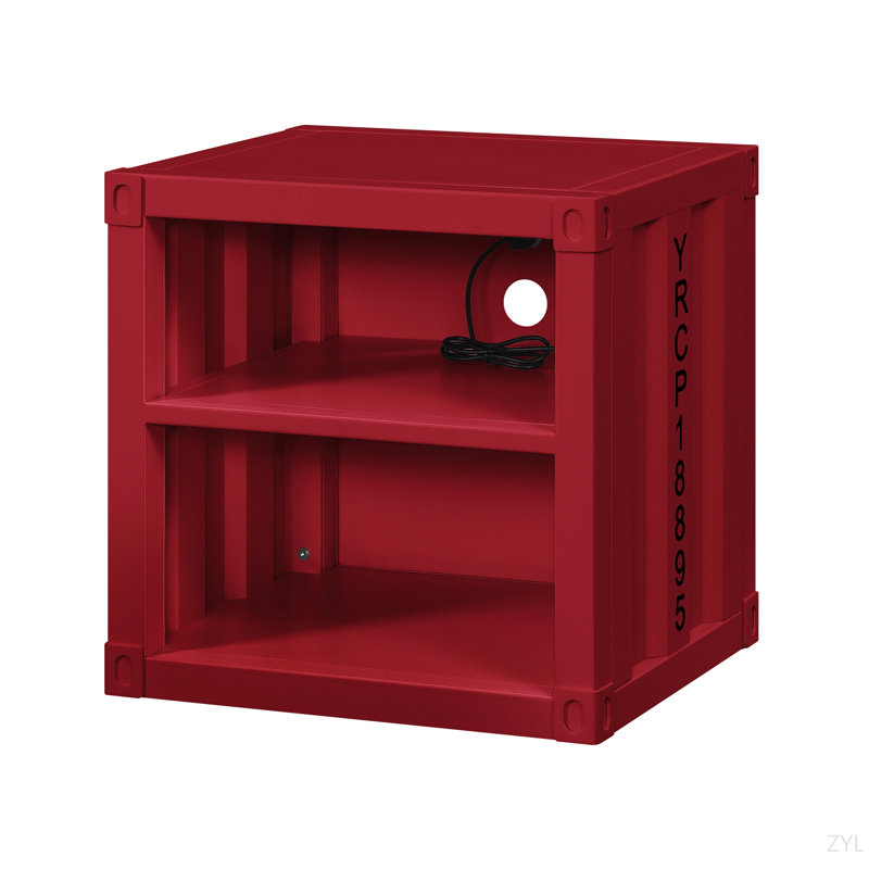 Red Finish Nightstand W/USB, Red