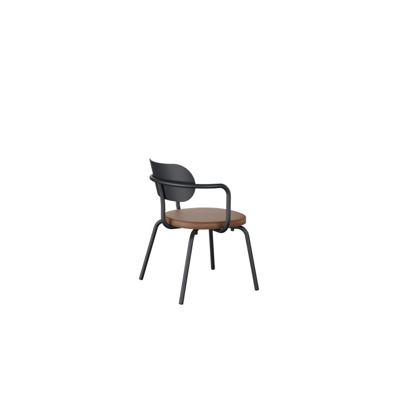 Khylia 21.2 " H Upholstered Metal Armchair, Black Frame/Beige Cushion, Black