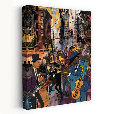 Blues City Abstract Energetic Retro Architecture City Wall Art Print
