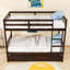 Lit superposé convertible en bois avec tiroirs de rangement et barrières de sécurité-314058103-314058101