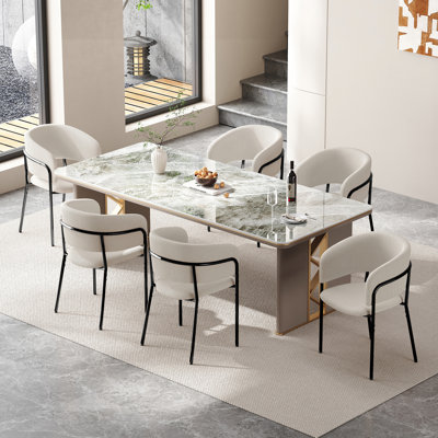 Chaise d'appoint 6 pièces en velours côtelé moderne avec pieds inclinés et pieds réglables, beige pour la salle à manger, le salon et le bureau - beige + métal et bois