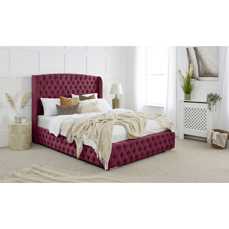 Jaidan Upholstered Bed, Single (3'), Maroon