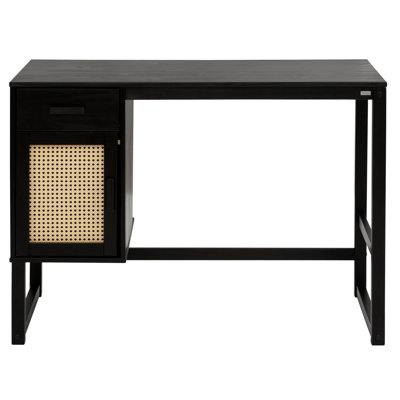 Evelyn Solid Wood Top Metal Base Computer Desk