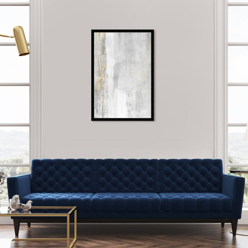 Abat-jour gris abstrait - reproduction de cadre photo, Cadre noir, L 26 po x H 38 po