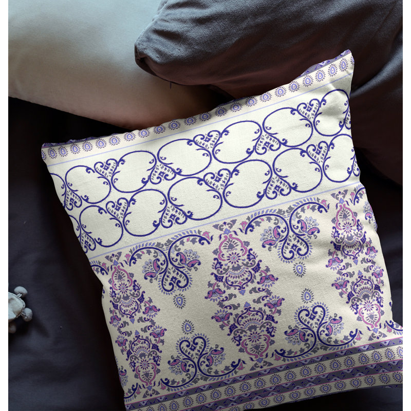Housse et insert de coussin carré Stevensville, 18 po x 18 po, Blanc cassé / bleu marine