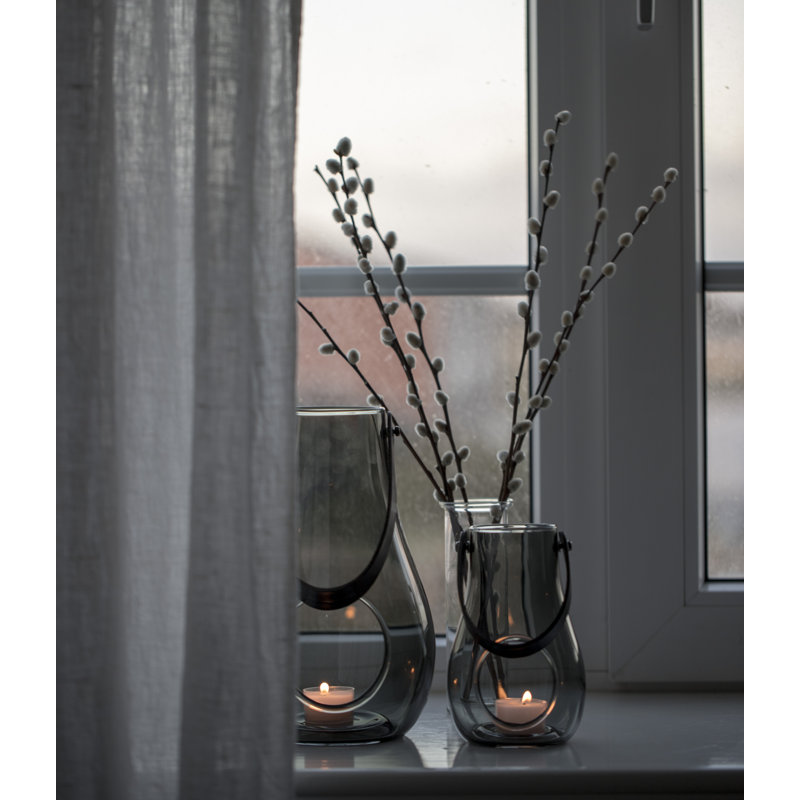 Lantern, Gray, 9.8" H x 6.1" W x 6.1" D