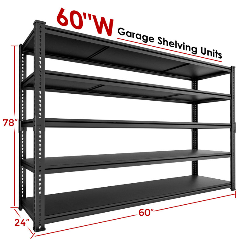 Adjustable Heavy Duty Metal Shelving Unit For Garage,Pantry,Storage,Toolsheds, Warehouses, 78" H x 60" W x 24" D