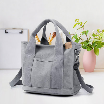Backpack Casual Canvas Tote Bag With Crossbody Strap Multi-Pocket Lightweight Shoulder Handbag Daily Use Work Shopping Tote For Women